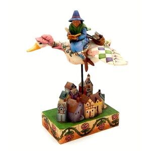 Jim Shore Rhyme Time 2006 Heartwood Creek Mother Goose Flying 10.5 Inch Enesco